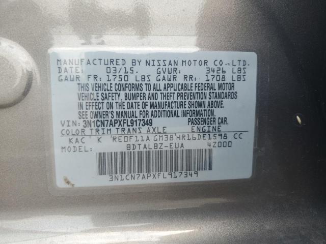 2015 NISSAN VERSA S - 3N1CN7APXFL917349