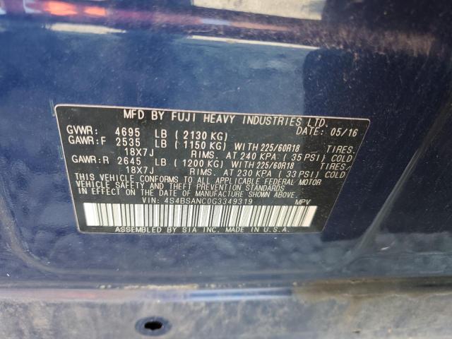 2016 SUBARU OUTBACK 2. - 4S4BSANC0G3349319