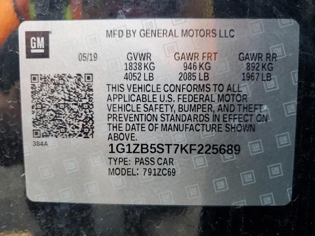 2019 CHEVROLET MALIBU LS - 1G1ZB5ST7KF225689