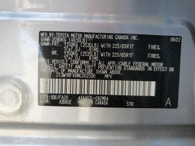 VIN 2T3W1RFVXNC202590 2022 Toyota RAV4, Xle no.13