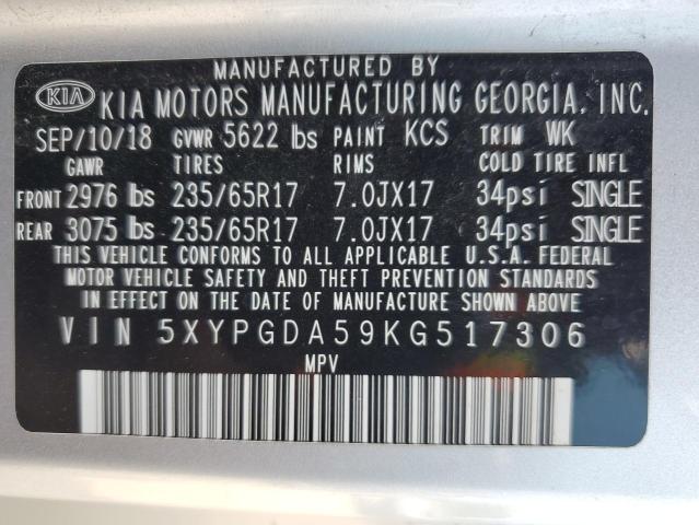2019 KIA SORENTO 5XYPGDA59KG517306