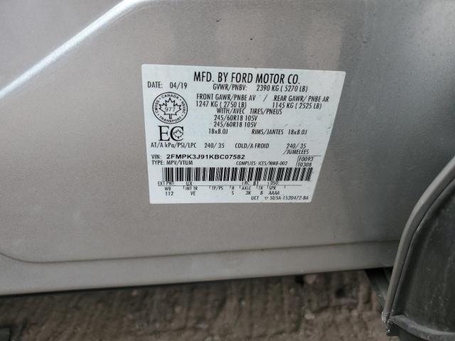 2019 FORD EDGE SEL - 2FMPK3J91KBC07582