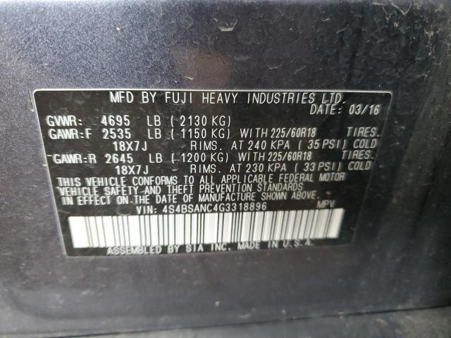 2016 SUBARU OUTBACK - 4S4BSANC4G3318896