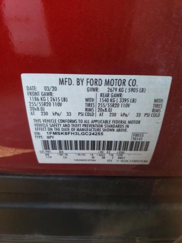 VIN 1FMSK8FH3LGC24255 2020 Ford Explorer, Limited no.13