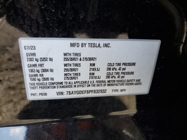 VIN 7SAYGDEF8PF832932 2023 Tesla MODEL Y no.12