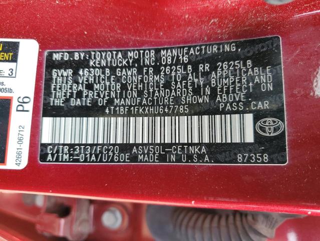 VIN 4T1BF1FKXHU647785 2017 Toyota Camry, LE no.13