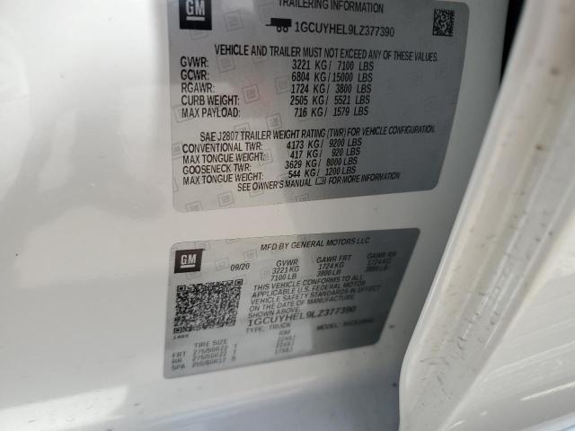 2020 CHEVROLET SILVERADO - 1GCUYHEL9LZ377390