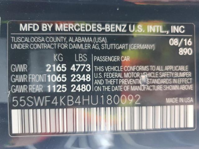 VIN 55SWF4KB4HU180092 2017 Mercedes-Benz C-Class, 3... no.13