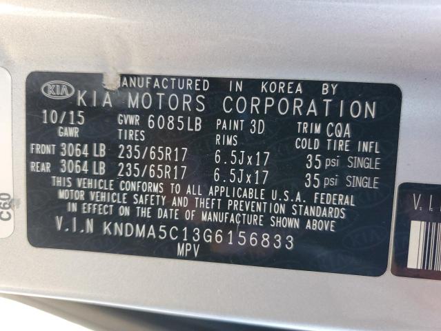 VIN KNDMA5C13G6156833 2016 KIA Sedona, L no.13