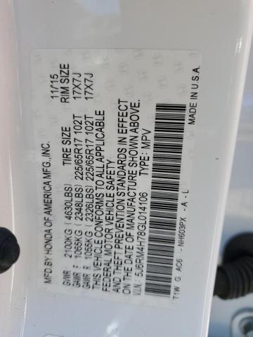 2016 HONDA CR-V EXL - 5J6RM4H78GL014106