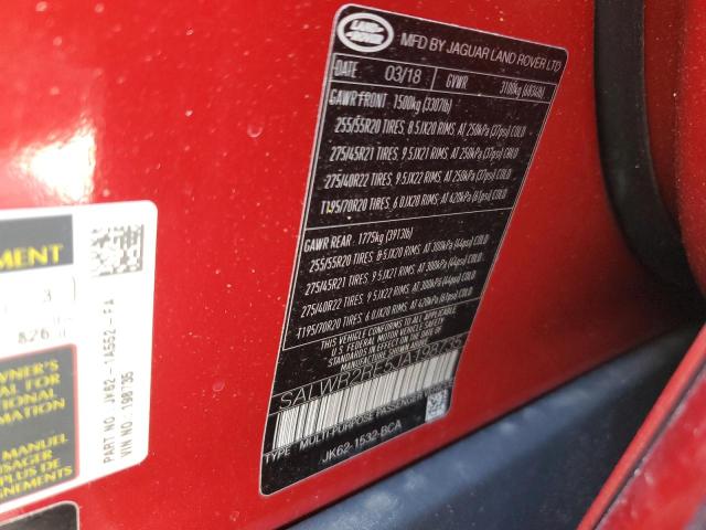 2018 LAND ROVER RANGE ROVE - SALWR2RE5JA198735