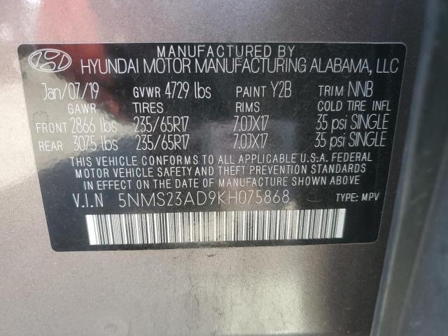 2019 HYUNDAI SANTA FE S - 5NMS23AD9KH075868