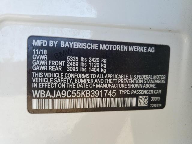 VIN WBAJA9C55KB391745 2019 BMW 5 Series, 530E no.12