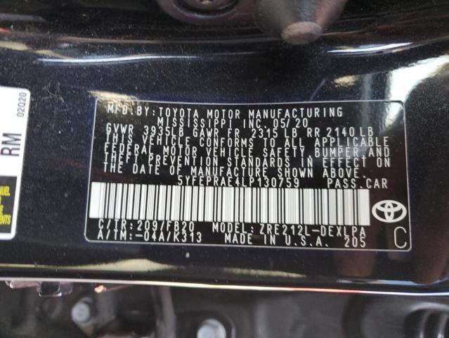 VIN 5YFEPRAE4LP130759 2020 Toyota Corolla, LE no.13