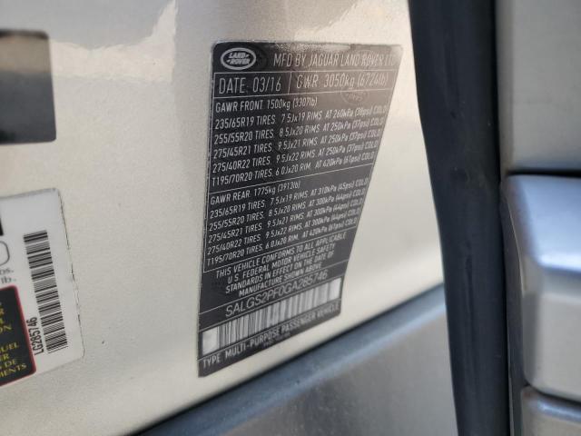 2016 LAND ROVER RANGE ROVE - SALGS2PF0GA285746