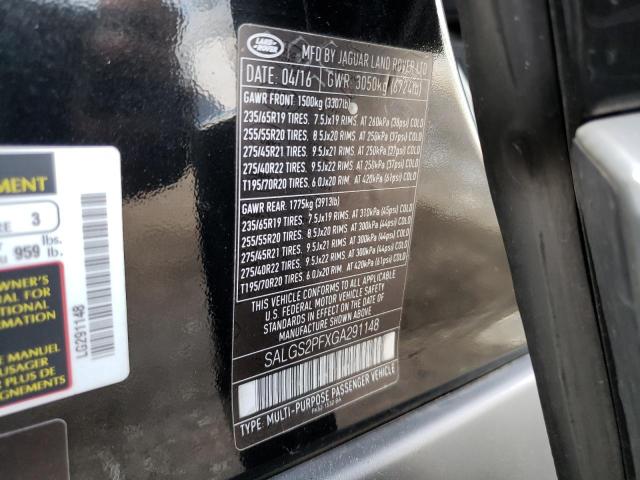 2016 LAND ROVER RANGE ROVE - SALGS2PFXGA291148