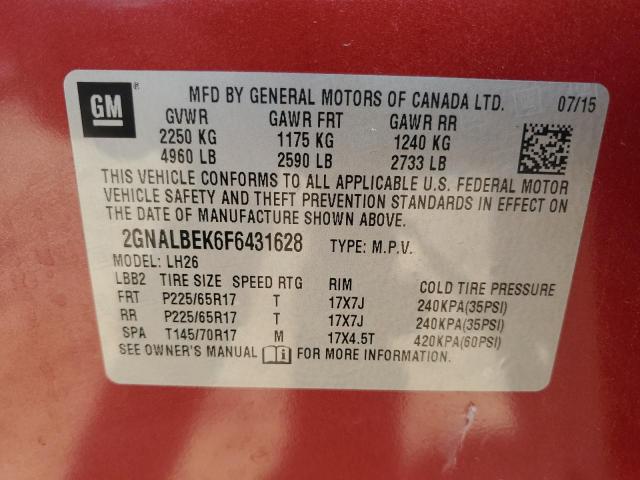 2015 CHEVROLET EQUINOX LT - 2GNALBEK6F6431628