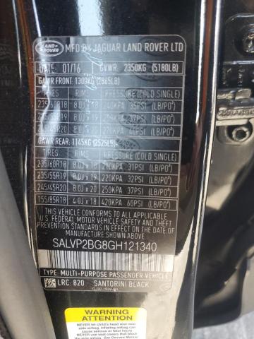 VIN SALVP2BG8GH121340 2016 Land Rover Range Rover, SE no.13