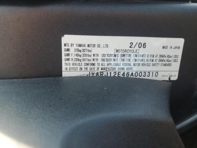 2006 YAMAHA YZFR6 L JYARJ12E46A003310