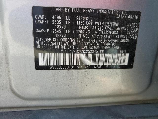 2016 SUBARU OUTBACK 2. - 4S4BSANC3G3345488