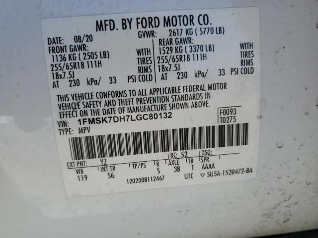 2020 FORD EXPLORER X - 1FMSK7DH7LGC80132
