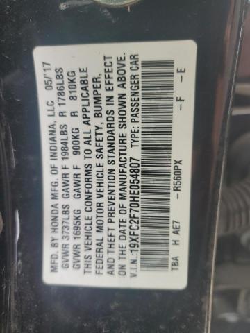 2017 HONDA CIVIC EX - 19XFC2F70HE054807