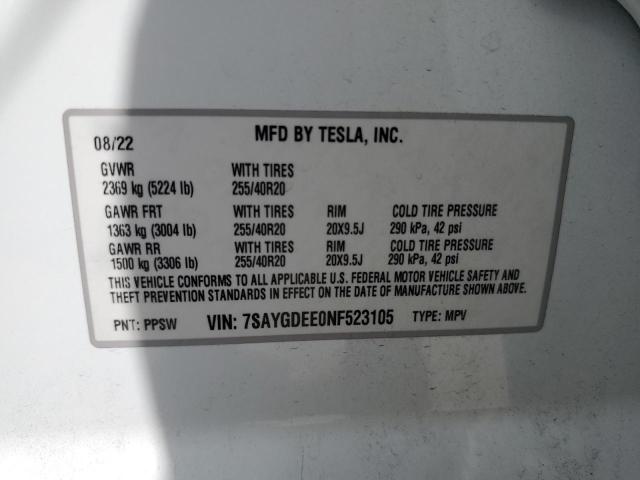 2022 TESLA MODEL Y - 7SAYGDEE0NF523105