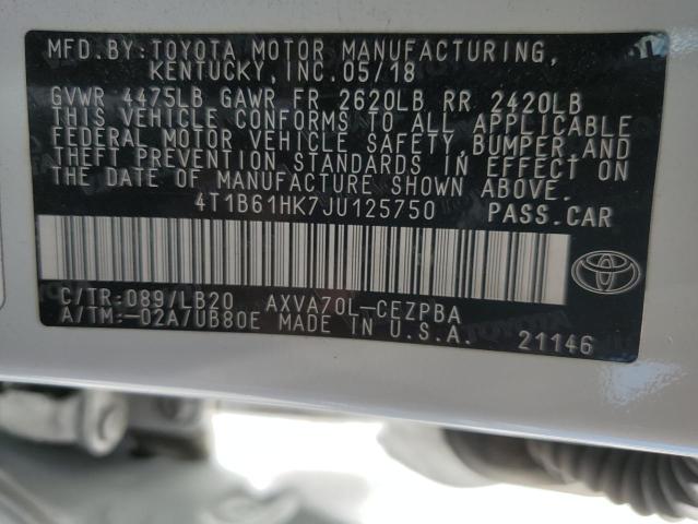 VIN 4T1B61HK7JU125750 2018 Toyota Camry, Xse no.12