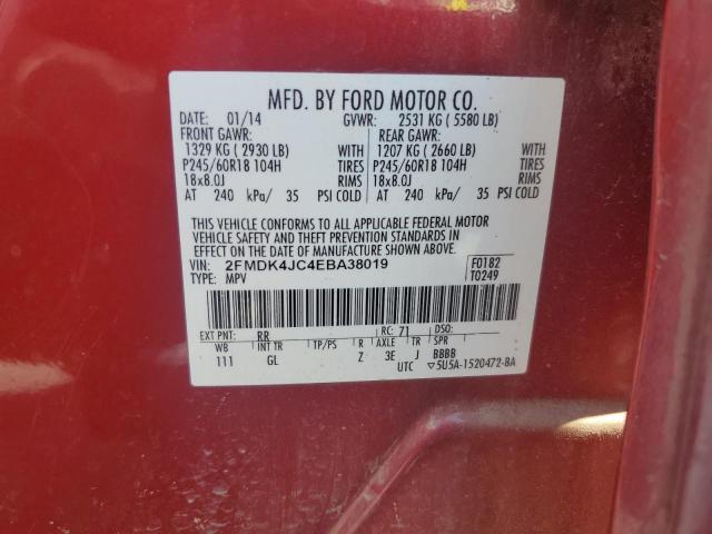 VIN 2FMDK4JC4EBA38019 2014 Ford Edge, Sel no.13