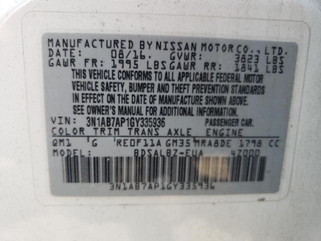 2016 NISSAN SENTRA S - 3N1AB7AP1GY335936