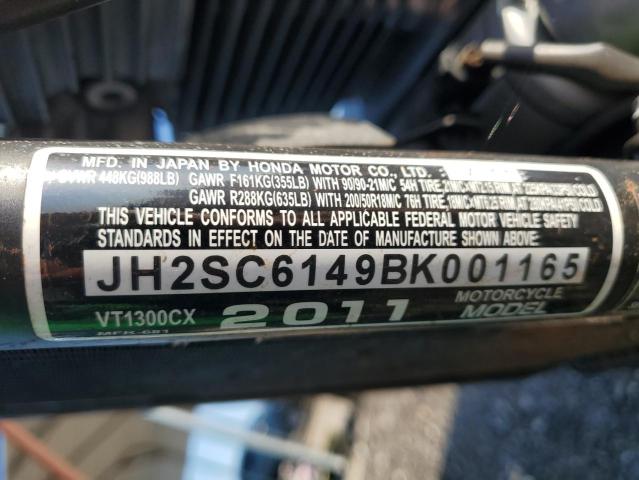 2011 HONDA VT1300 CX JH2SC6149BK001165