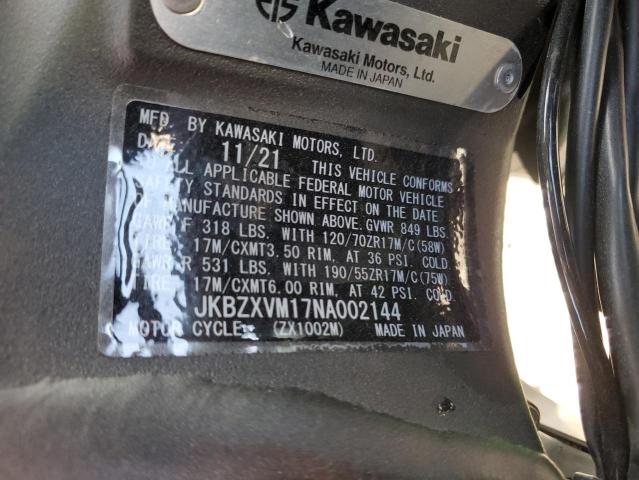 2022 KAWASAKI ZX1002 M - JKBZXVM17NA002144