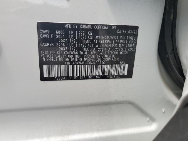 2022 SUBARU ASCENT ONY 4S4WMAJDXN3430366