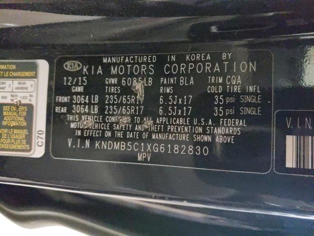 VIN KNDMB5C1XG6182830 2016 KIA Sedona, LX no.13