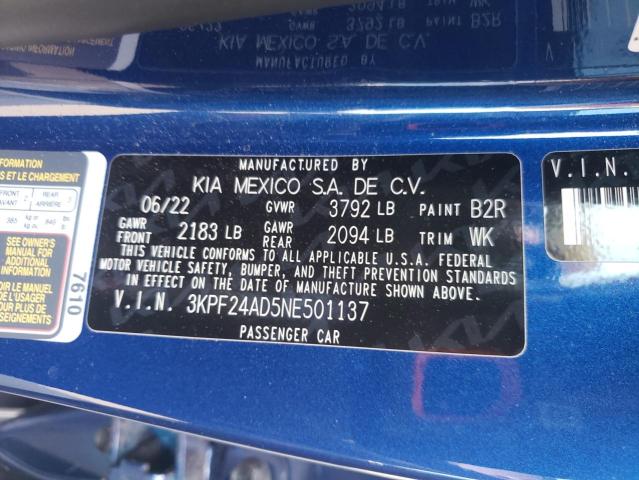 2022 KIA FORTE FE - 3KPF24AD5NE501137