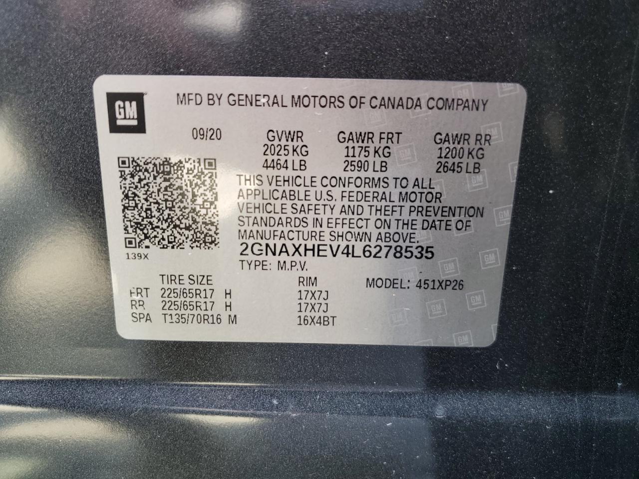 Lot #2976936812 2020 CHEVROLET EQUINOX LS