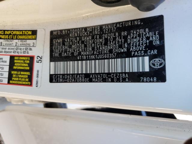 VIN 4T1B11HK1JU560357 2018 Toyota Camry, L no.12