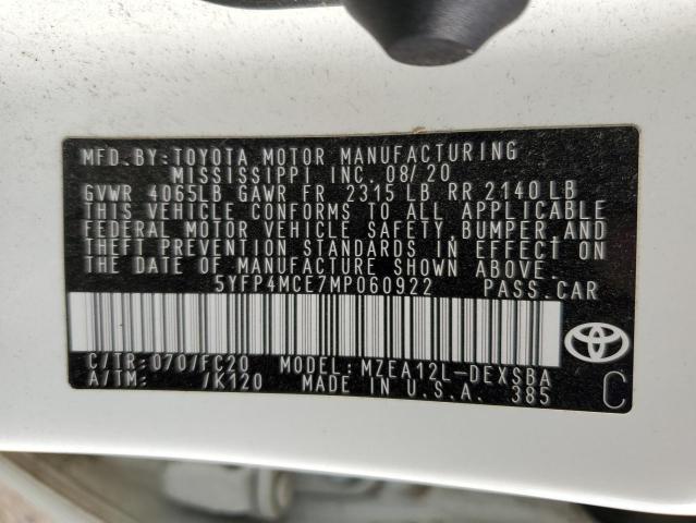 2021 TOYOTA COROLLA SE - 5YFP4MCE7MP060922