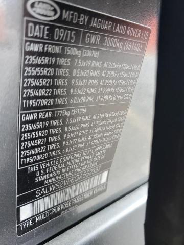 2016 LAND ROVER RANGE ROVE - SALWS2VF6GA552337