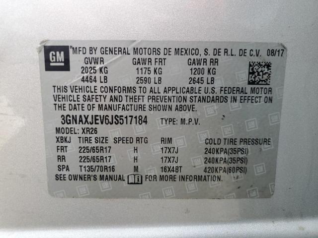 2018 CHEVROLET EQUINOX LT - 3GNAXJEV6JS517184