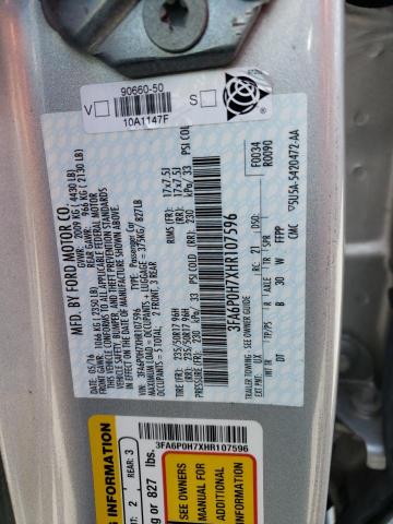 VIN 3FA6P0H7XHR107596 2017 Ford Fusion, SE no.12