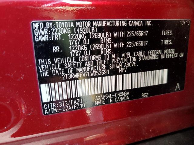 VIN 2T3RWRFV7LW052691 2020 Toyota RAV4, Xle no.13