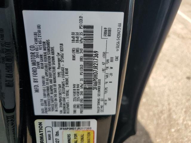 2018 FORD FUSION SE - 3FA6P0HD7JR217369