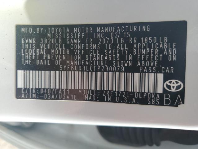 2015 TOYOTA COROLLA L - 5YFBURHE6FP290079