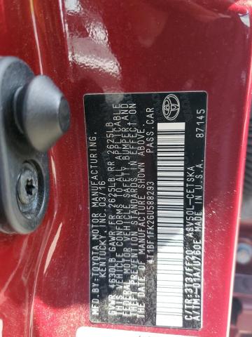 VIN 4T1BF1FK2GU588293 2016 Toyota Camry, LE no.12