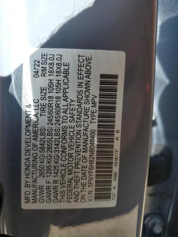 2022 HONDA PILOT TRAI 5FNYF6H82NB048400