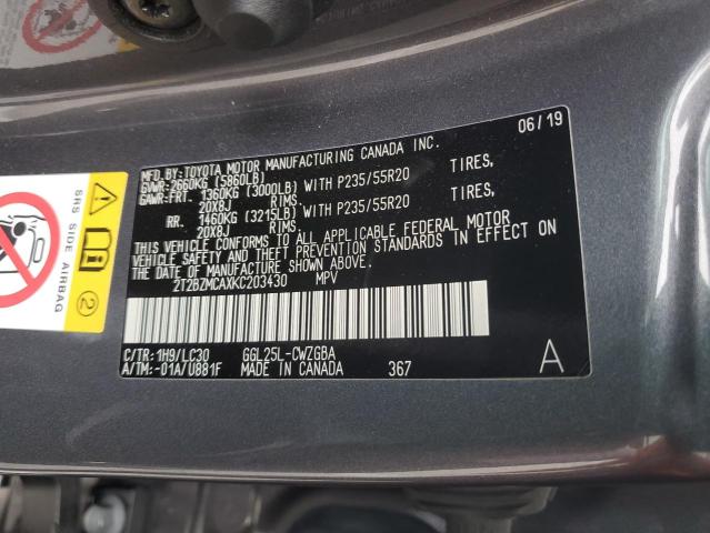 VIN 2T2BZMCAXKC203430 2019 Lexus RX, 350 Base no.13