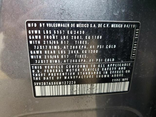 2019 VOLKSWAGEN TIGUAN SE - 3VV2B7AX6KM127229