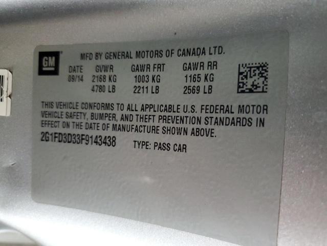 2015 CHEVROLET CAMARO LT - 2G1FD3D33F9143438
