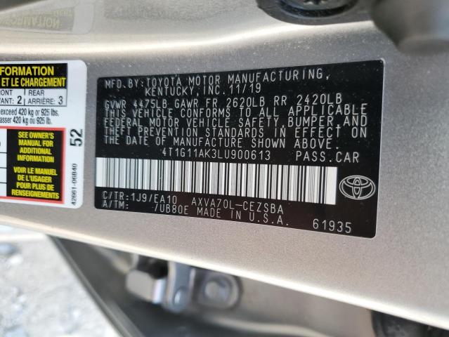 VIN 4T1G11AK3LU900613 2020 Toyota Camry, SE no.12